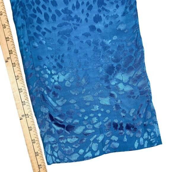 Zara Pants Womens Size XS Blue Jacquard Textured High Waisted Straight Leg Party - Picture 15 of 16